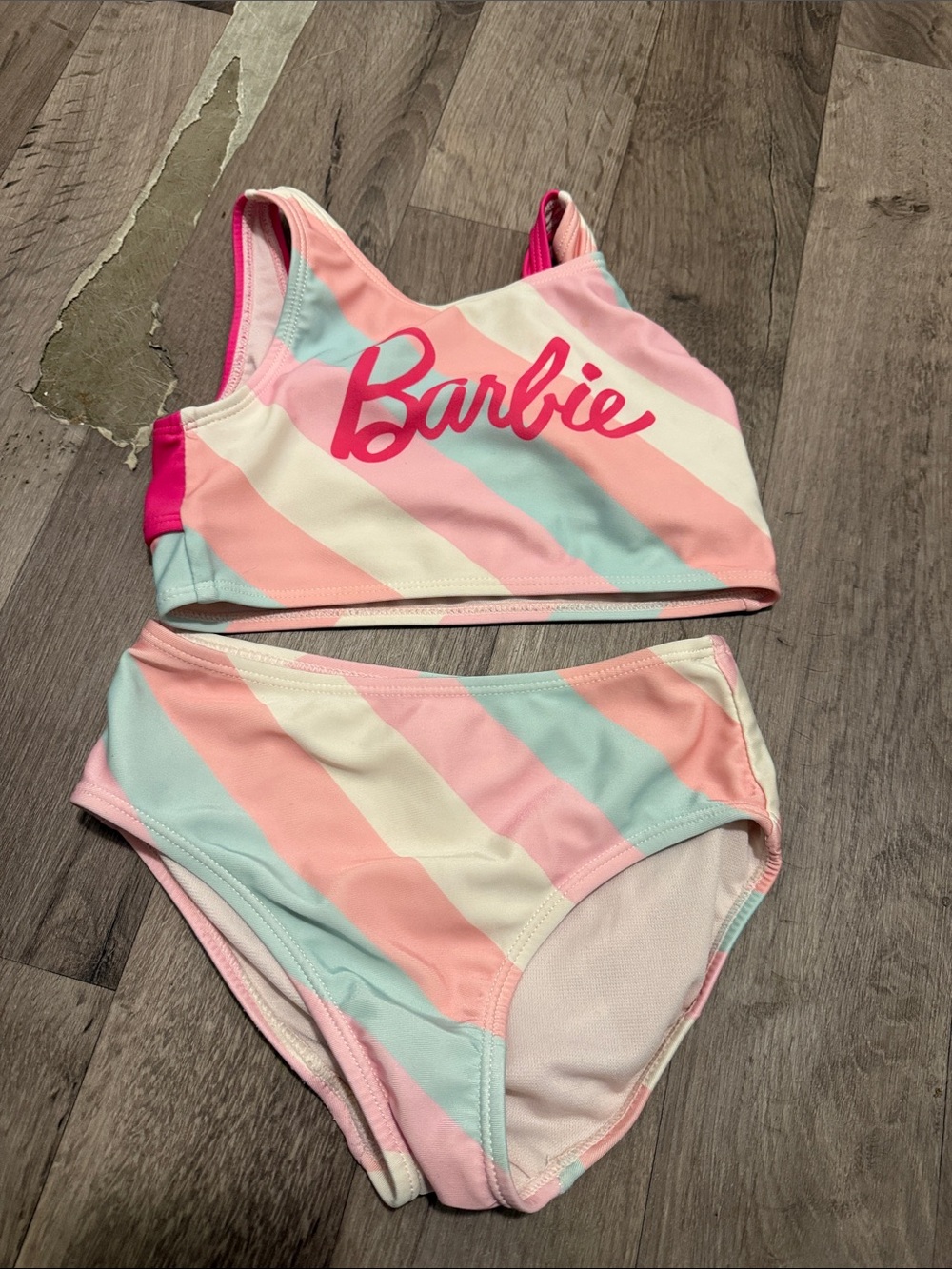 Barbie Pastel Stripe Bikini Set - Pink, Light Blue & Cream